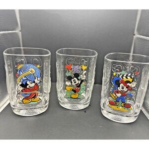 Set of 3: Vintage 2000 Walt Disney World McDonalds Disney Glasses Cups Mickey